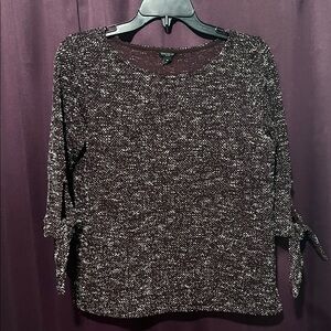 Ann Taylor Brown and White Crew Neck Sweater